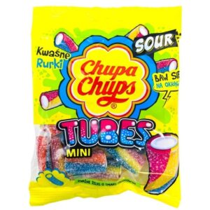 Chupa Chups Import Mini Sour Gummy Tubes Peg Bag 90g 18ct